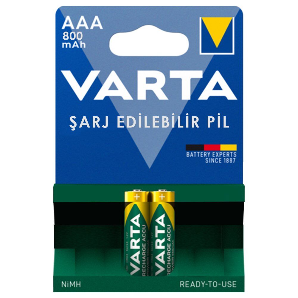 Varta 56703 1.2V 800 mAh Şarjlı AAA İnce Kalem Pil (2'li Paket)