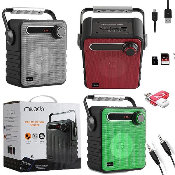 MIKADO MD-1437 3 WATT USB*TF*FM DESTEKLİ BLUETOOTH TAŞINABİLİR SPEAKER (GRİ*YEŞİL*KIRMIZI)