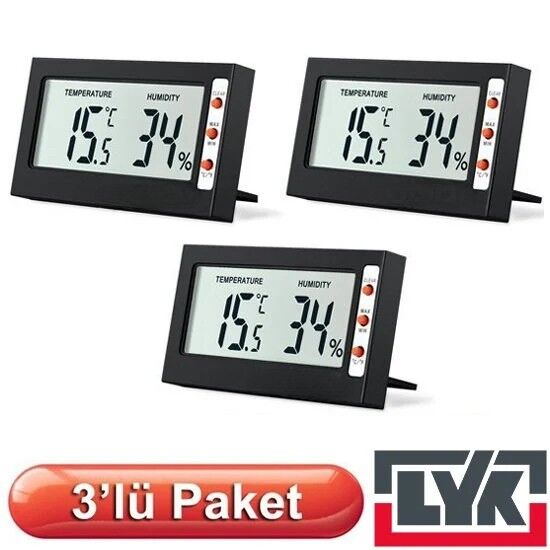 3 ADET LYK STH Mini Sıcaklık ve Nem Ölçer