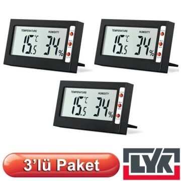 3 ADET LYK STH Mini Sıcaklık ve Nem Ölçer
