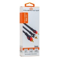 PowerMaster PM-648 2 Rca Erkek + 3.5 Mm Stereo Erkek 3 Metre Kablo