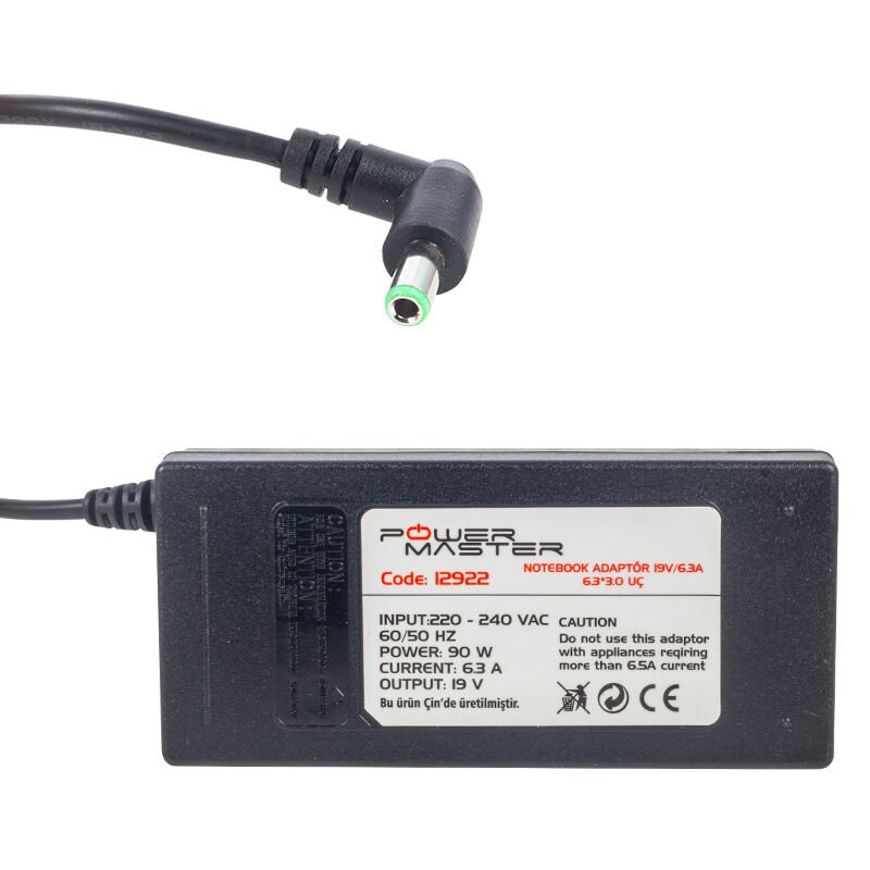POWERMASTER 19 VOLT - 6.3 AMPER 6.3*3.0 UÇLU TOSHIBA NOTEBOOK ADAPTÖR