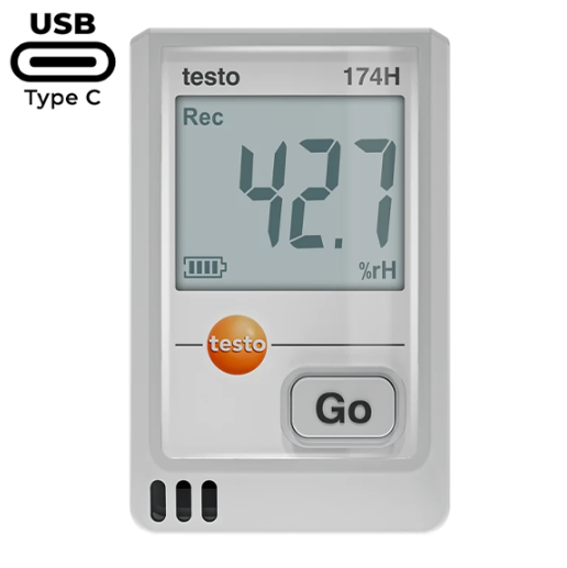 Testo 174H USB-C Girişli Sıcaklık ve Nem Kayıt Datalogger Cihazı | Beyaz