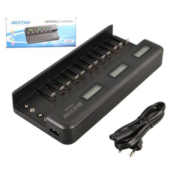 Beston C9036wl AA/AAA/9v/C Boy/Dboy/Ni-Mh/Ni-Cd/9v/Lityum Pil Lcd Ekranlı Hızlı Şarj Cihazı