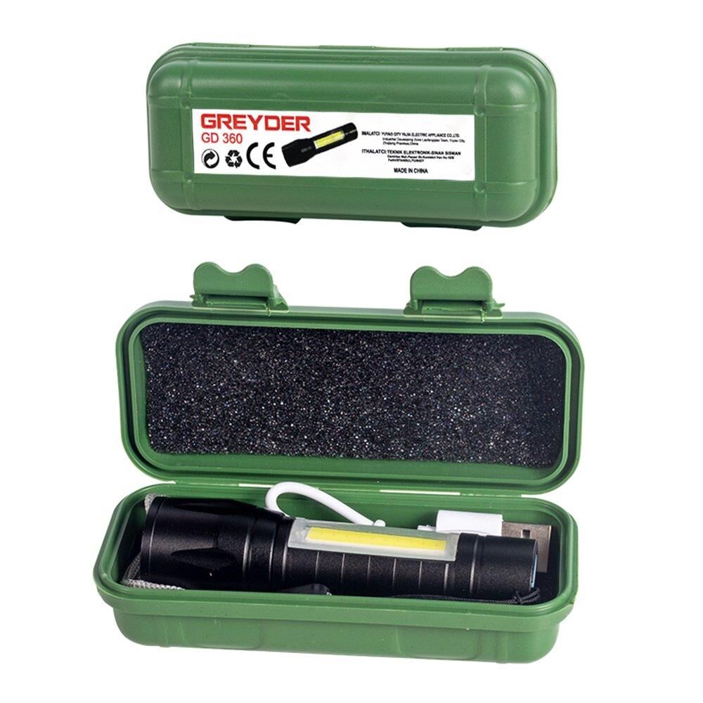 GREYDER GD-360 ŞARJLI ZOOMLU LEDLİ EL FENERİ