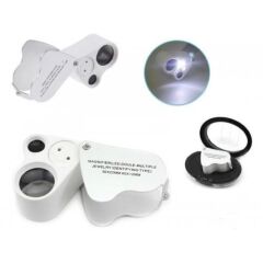 Işıklı Çift Lensli Lüp Büyüteç 40x 25mm