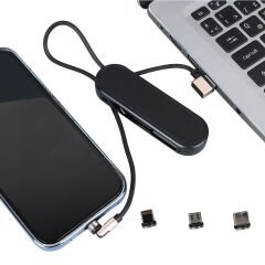 Powermaster PM-25906 Siyah 3in1  (Type C- Lightning- Micro Usb) Manyetik Uç Taşınabilir Şarj Kablosu