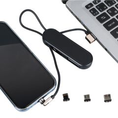 Powermaster PM-25906 Siyah 3in1  (Type C- Lightning- Micro Usb) Manyetik Uç Taşınabilir Şarj Kablosu