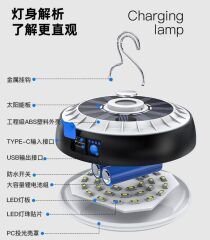 PowerMaster PM-20936 Solar Şarjlı Çok Fonksiyonlu Led Lamba