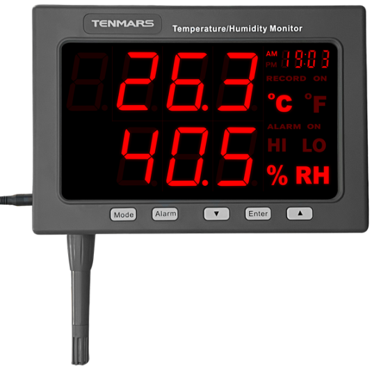 Tenmars TM-185D Işıklı Göstergeli Sıcaklık Nem Ölçer | Kayıt Yapabilir