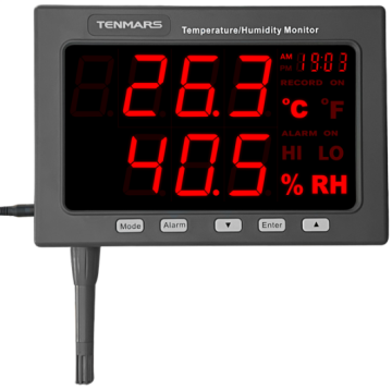 Tenmars TM-185D Işıklı Göstergeli Sıcaklık Nem Ölçer | Kayıt Yapabilir