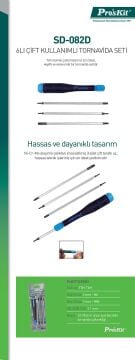 Proskit Sd-082D 6Lı Çift Taraflı Tornavida Seti
