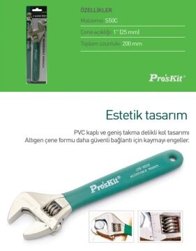 Proskit 1Pk-H028 8'' Ayarlı Somun Anahtarı