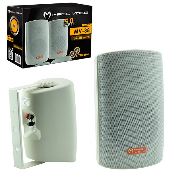 Magicvoice MV-38 11 Cm Trafolu 50 W Beyaz Sütun Hoparlör 2'li Takım