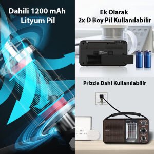 MagicVoice USR11 Portatif Analog Radyo FM-USB-SD/MMC-AUX (88-108 FM Frekans Aralığı)