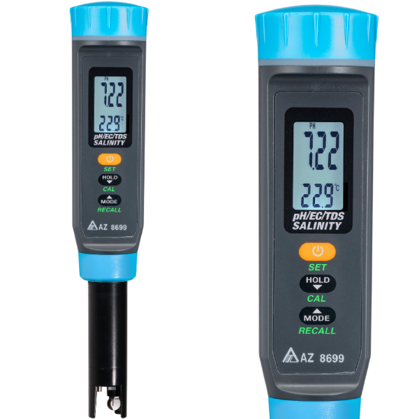 AZ 8699 Ph, EC, TDS, Tuzluluk, S.G. ve Sıcaklık | 6 'sı 1 Arada