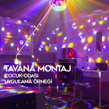 Ledx GM-0803B Sihirli Led Dönen Disko Topu Hoparlör Kablosuz USB/Mp3/Bluetooth Kumandalı 360 Derece