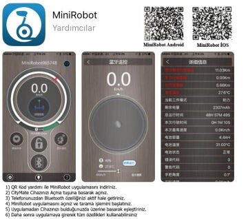 Citymate Mini Elektrikli Kaykay Hoverboard Bluetooth Beyaz