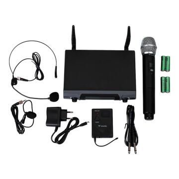 Westa WM-202HT 1 Alıcı + 1 El Mikrofonu +1 Yaka (Lavalier) Kablosuz Uhf Mikrofon Seti
