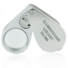 Kuyumcu ve Para Kontrol için Metal Işıklı Lüp Büyüteç 30x 21mm