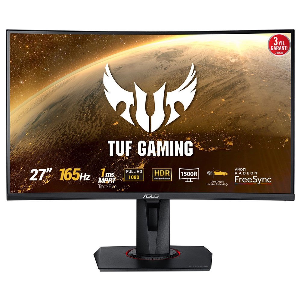 ASUS TUF VG27VQ 27 1MS 165HZ HDMI/DP FULL HD FREESYNC CURVED GAMİNG MONİTÖR