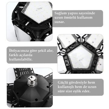 Ledx Ayarlanabilir Açılı 3 Kanatlı 72 Smd Ledli Galaxy Projektör Işığı 40W 4400 Lumen E27 32cm