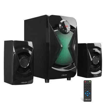 Mikado MD-370BT 38W Siyah BT/AUX/USB/FM/LED Işıklı Multimedia Speaker 2+1 Ses Sistemi