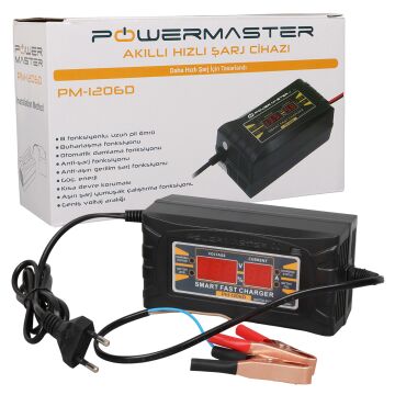 Powermaster SON-1206D 12 Volt 6 Amper Dijital Göstergeli Akıllı Akü Şarj Cihazı