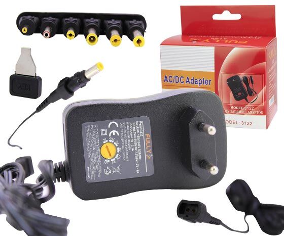 FULLY 3122 3 VOLT - 12 VOLT 2 AMPER ÇOK UÇLU KADEMELİ ADAPTÖR