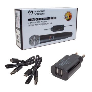 Magicvoice Mv-19599 UHF Kablosuz Enstrüman Uyumlu Jack Girişli İkili Mikrofon Set