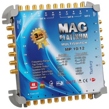 MAG Platinum MP 10/12 Multiswitch - 10 Giriş 12 Çıkışlı Merkezi Uydu Santrali Hybrid 4K ve 3D Destekli