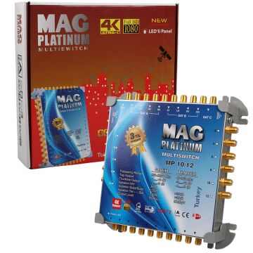 MAG Platinum MP 10/12 Multiswitch - 10 Giriş 12 Çıkışlı Merkezi Uydu Santrali Hybrid 4K ve 3D Destekli