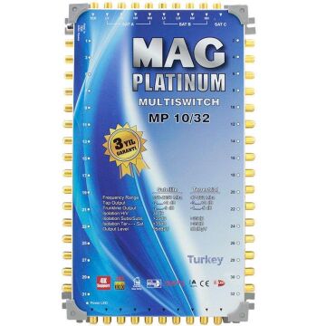 MAG Platinum MP 10/32 Multiswitch - 10 Giriş 32 Çıkışlı Merkezi Uydu Santrali Hybrid 4K ve 3D Destekli