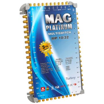 MAG Platinum MP 10/32 Multiswitch - 10 Giriş 32 Çıkışlı Merkezi Uydu Santrali Hybrid 4K ve 3D Destekli