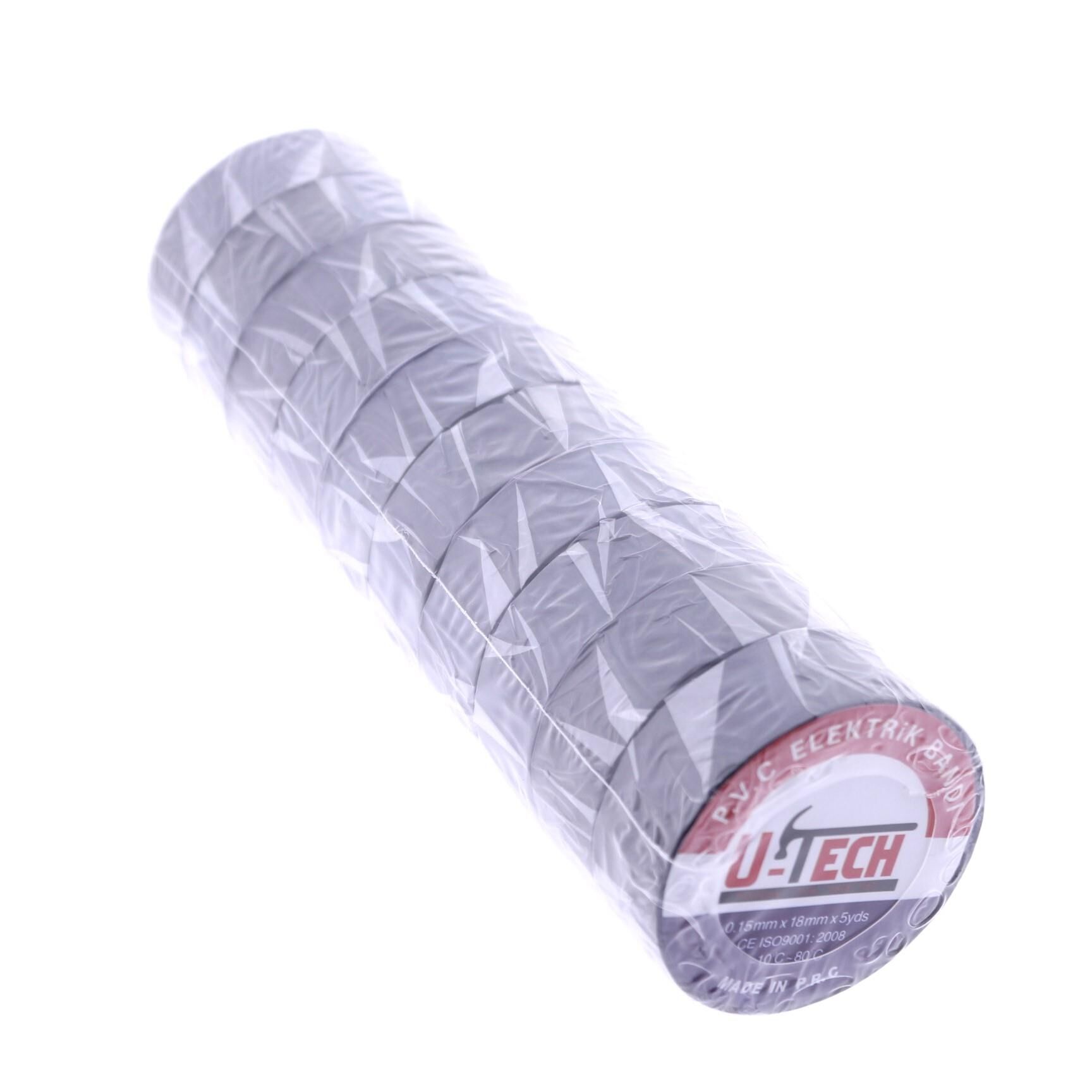 U-Tech 18mm 5yds İzole Elekrik Bantı Siyah 5mt Uzunluk (10 Adet)