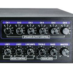 Dexun D-400 500 W USB-SD-BT 4-16 Ohm 6 Bölgeli 2 Mik. 3 Aux Giriş Trafolu Mixer Anfi