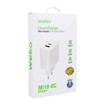 Weko WK-21446 S11-UC 25 Watt 3.0 Amper Type-C + USB Telefon Şarj Başlık Adaptörü