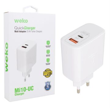 Weko WK-21446 S11-UC 25 Watt 3.0 Amper Type-C + USB Telefon Şarj Başlık Adaptörü