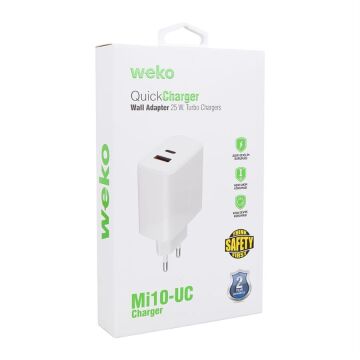 Weko WK-21446 S11-UC 25 Watt 3.0 Amper Type-C + USB Telefon Şarj Başlık Adaptörü