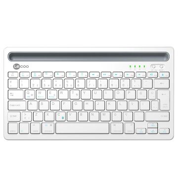 Lenovo Lecoo BK100 Bluetooth V3.0 Çoklu Cihaz Uyumlu Şarj Edilebilir Kablosuz Beyaz Türkçe Q Klavye