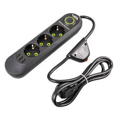 Vea VA-21557 3'lü 3 USB'li 1.5 Metre Akım Korumalı Priz Siyah