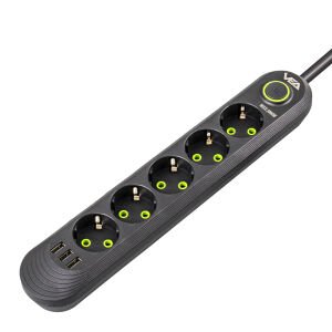 Vea VA-21561 5'li 3 USB'li 1.5 Metre Akım Korumalı Priz Siyah