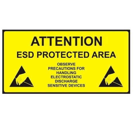Antistatik ESD Koruma Alanı Tabelası 15x30cm İngilizce IZ-TBL04