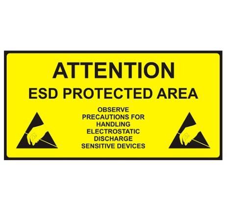 Antistatik ESD Koruma Alanı Tabelası 15x30cm İngilizce IZ-TBL04