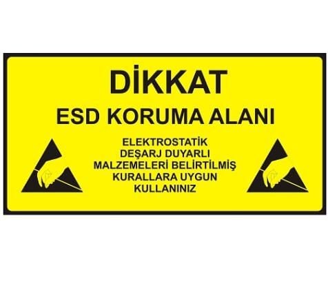 Antistatik ESD Koruma Alanı Tabelası 30x60cm TR IZ-TBL07