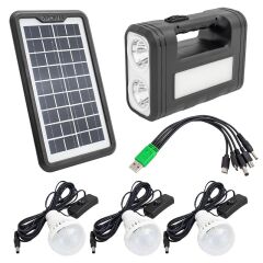 Powermaster GD-8017T Solar Panelli 3 Ampullü Solar Aydınlatma Sistemi