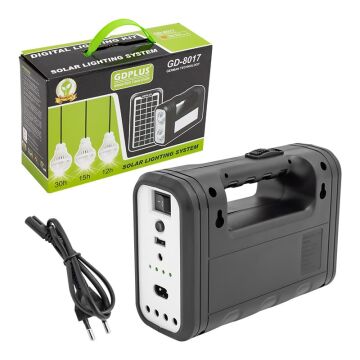 Powermaster GD-8017S Solar Panelli 3 Ampullü Solar Aydınlatma Sistemi