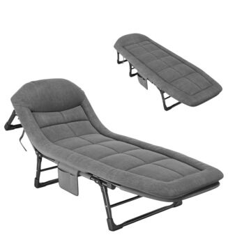 Sunup SN-24922 Taşınabilir Ayarlanabilir 5 Kademe Sünger Kamp Yatak Şezlong (Koyu Gri)