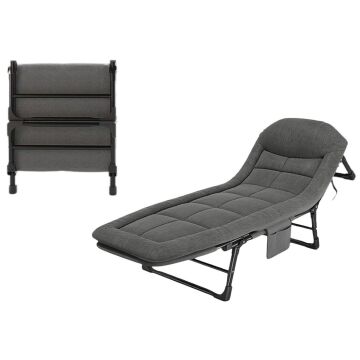 Sunup SN-24922 Taşınabilir Ayarlanabilir 5 Kademe Sünger Kamp Yatak Şezlong (Koyu Gri)