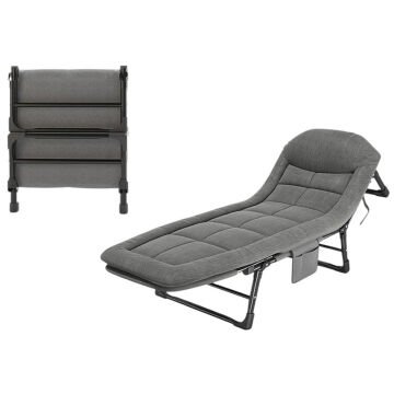 Sunup SN-26974 Taşınabilir Ayarlanabilir 5 Kademe Sünger Kamp Yatak Şezlong (Açık Gri)